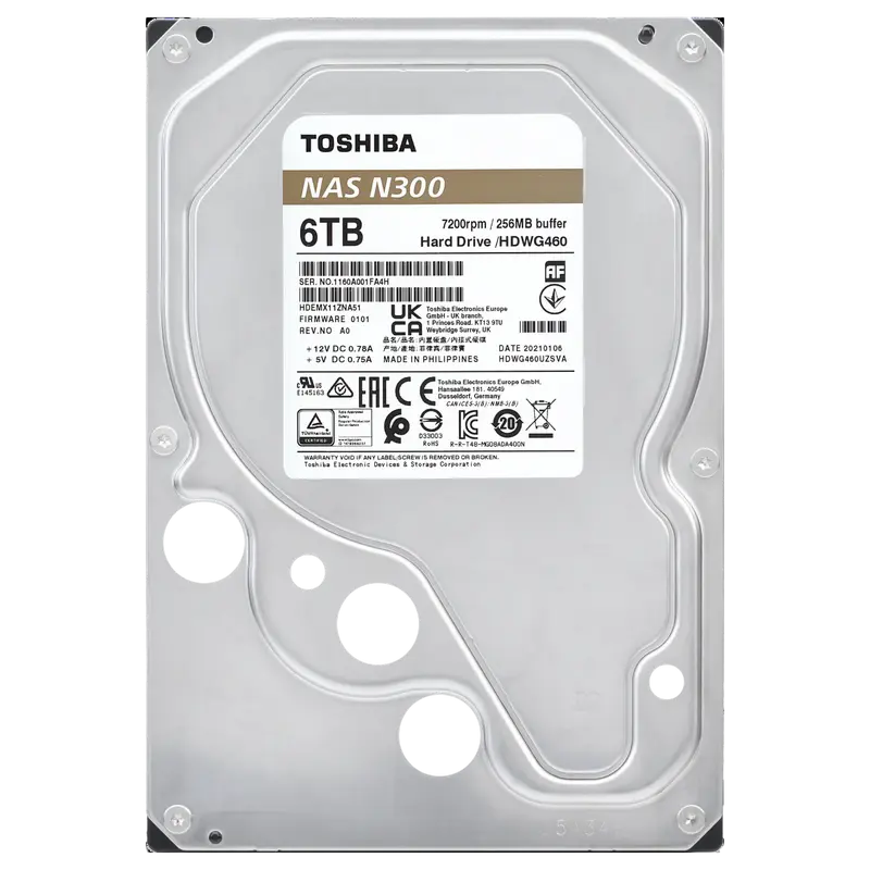 Жесткий диск Toshiba N300, 3.5", 6 ТБ <HDWG460UZSVA>