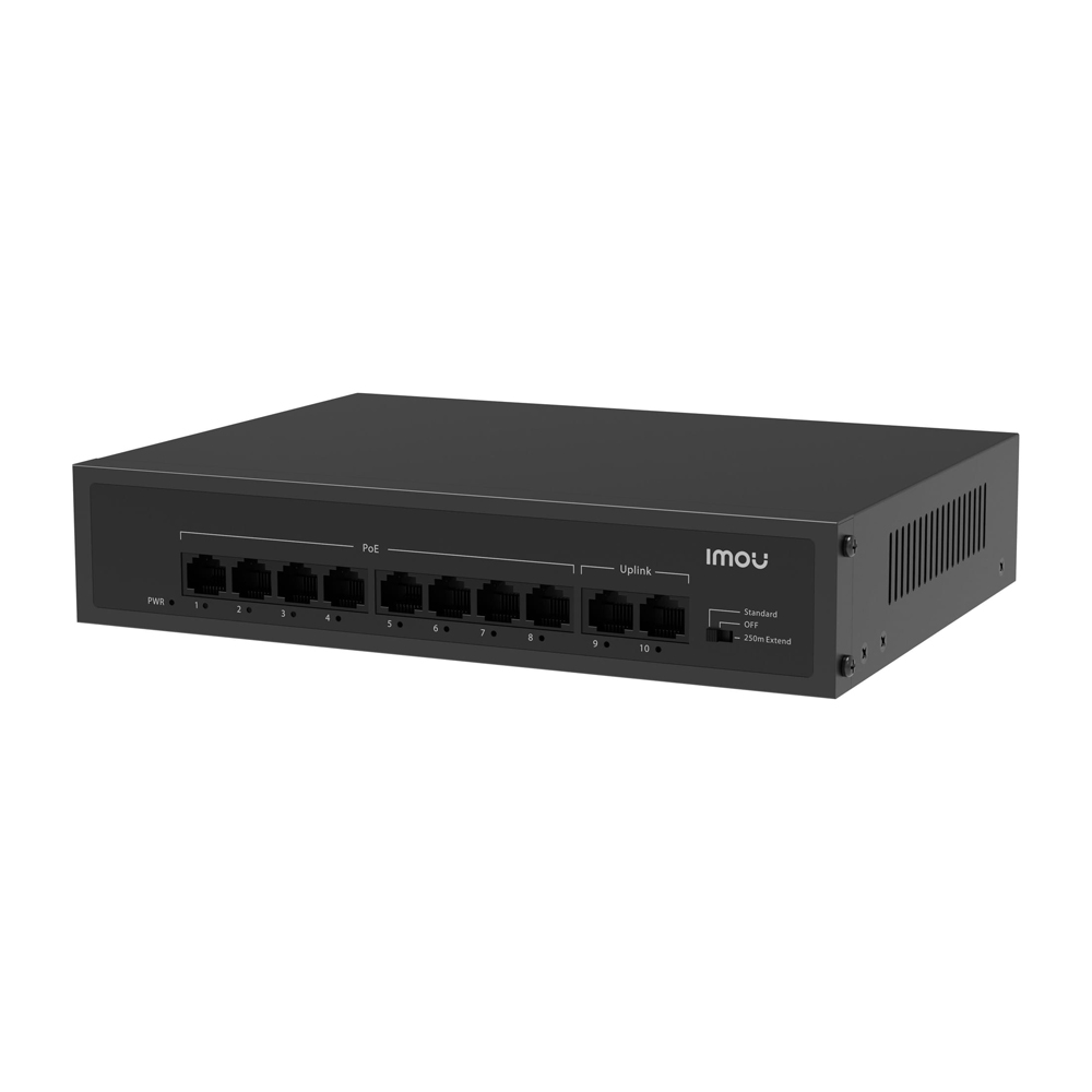 imou Switch 8 Ports PoE& 2 Ports Uplink 65W 250m SF110P, Black