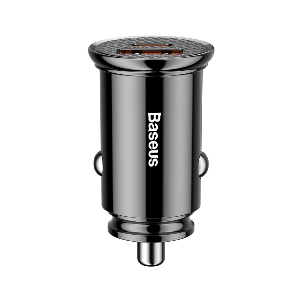 Baseus Car Charger 1*USB-A+1*Type-C 30W, Black