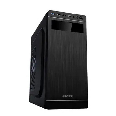 Компьютерный корпус Sohoo 5907BS, Midi-Tower, Встроенный БП, Черный/Серебристый