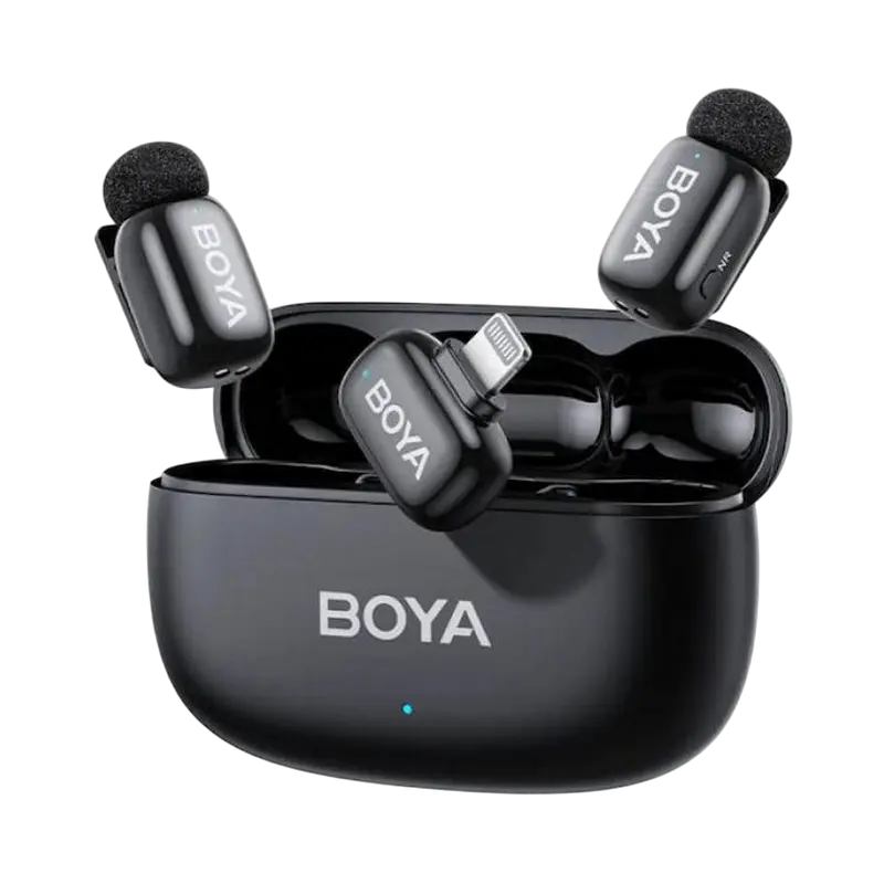 Портативный записывающий микрофон Boya mini 2-03, Беспроводной, Черный