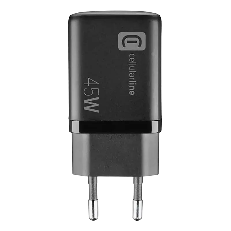 Зарядное устройство Cellularline Wall Charger GAN, 2 Ports, 45W, 45Вт, Чёрный,usb ,micro ,iphone, 3.5, tupe-c, тюльпаны
