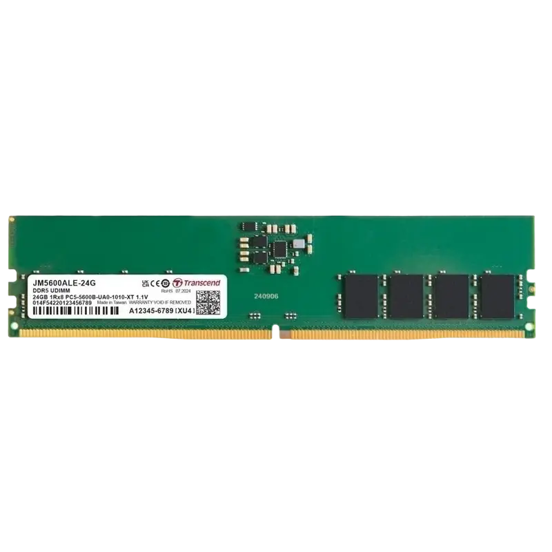 Оперативная память Transcend JetRam, DDR5 SDRAM, 5600 МГц, 24ГБ, JM5600ALE-24G,процессоры ,оперативная память, ssd, M2, hdd, кейсы