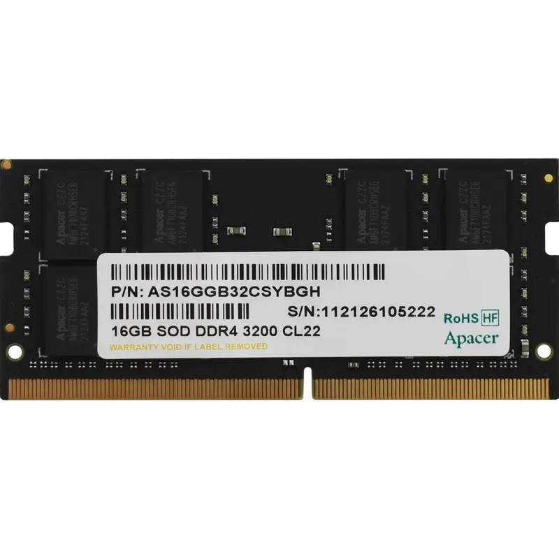 Оперативная память Apacer AS16GGB32CSYBGH, DDR4 SDRAM, 3200 МГц, 16Гб,процессоры ,оперативная память, ssd, M2, hdd, кейсы
