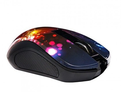 Wireless Mouse Qumo Fractal, Optical, 800-1600 dpi, 4 buttons, Ambidextrous, 1xAA, Black