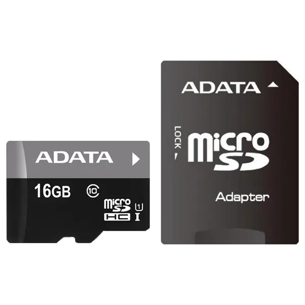 Карта памяти ADATA microSDHC Class 10, 16Гб (AUSDH16GUICL10-RA1)