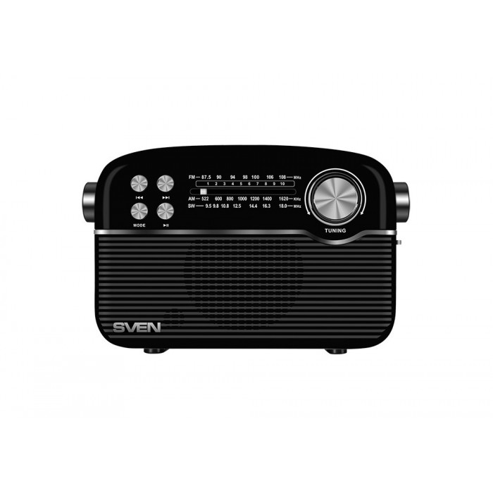 Speakers SVEN Tuner SRP-500 Black 3W, Bluetooth, FM/AM/SW, USB, microSD, AUX, battery