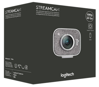 Camera Logitech StreamCam, 1080p/60fps, 3.5 MP, FoV: 78°, Autofocus, Stereo mic, 1.5m, White