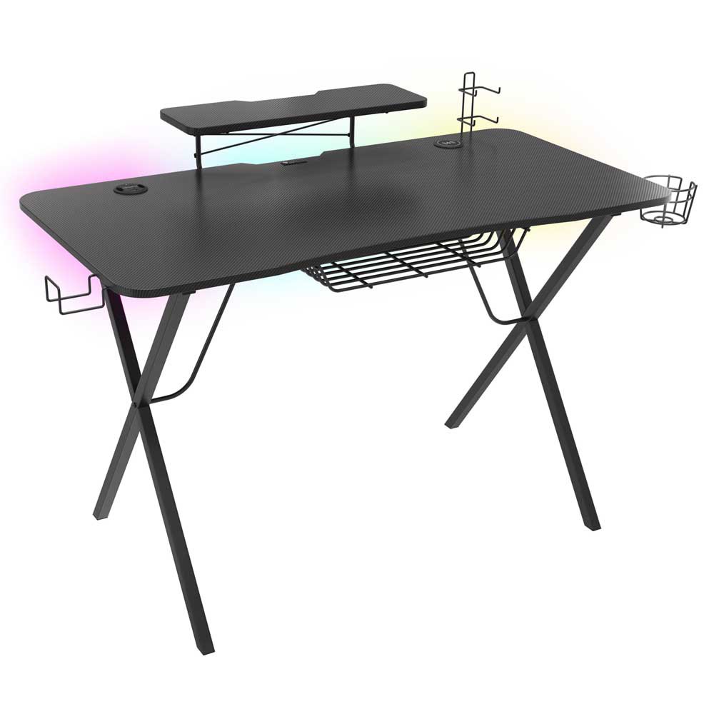 Genesis Desk Gaming Holm 300, RGB (Organizer, Wireless Charger, Multiple holder (Headphone, Cup, Gamepad), USB Hub, Remote Controller, 120x60x75cm)