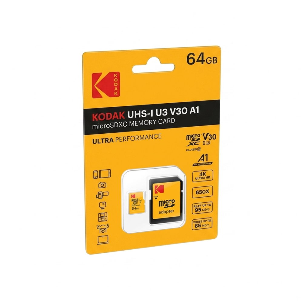 Kodak MicroSDXC 64GB UHS-I U3 V30 A1 + Adapter