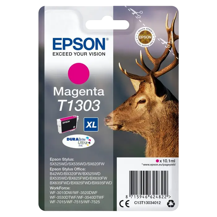 Картридж чернильный Epson C13T13034012, 10мл, Пурпурный,бумага ,чернила, Opc, тонер, dvd, duracell, батарейки