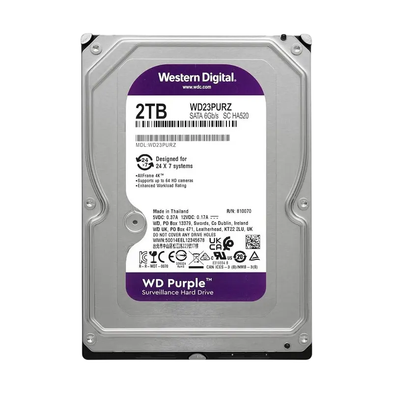 Жесткий диск Western Digital WD Purple, 3.5", 2 ТБ <WD23PURZ>