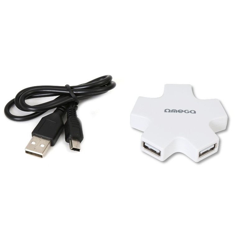 Omega OUH24SW Usb 2.0 Hub 4 Port Star White [42858],usb ,micro ,iphone, 3.5, tupe-c, тюльпаны