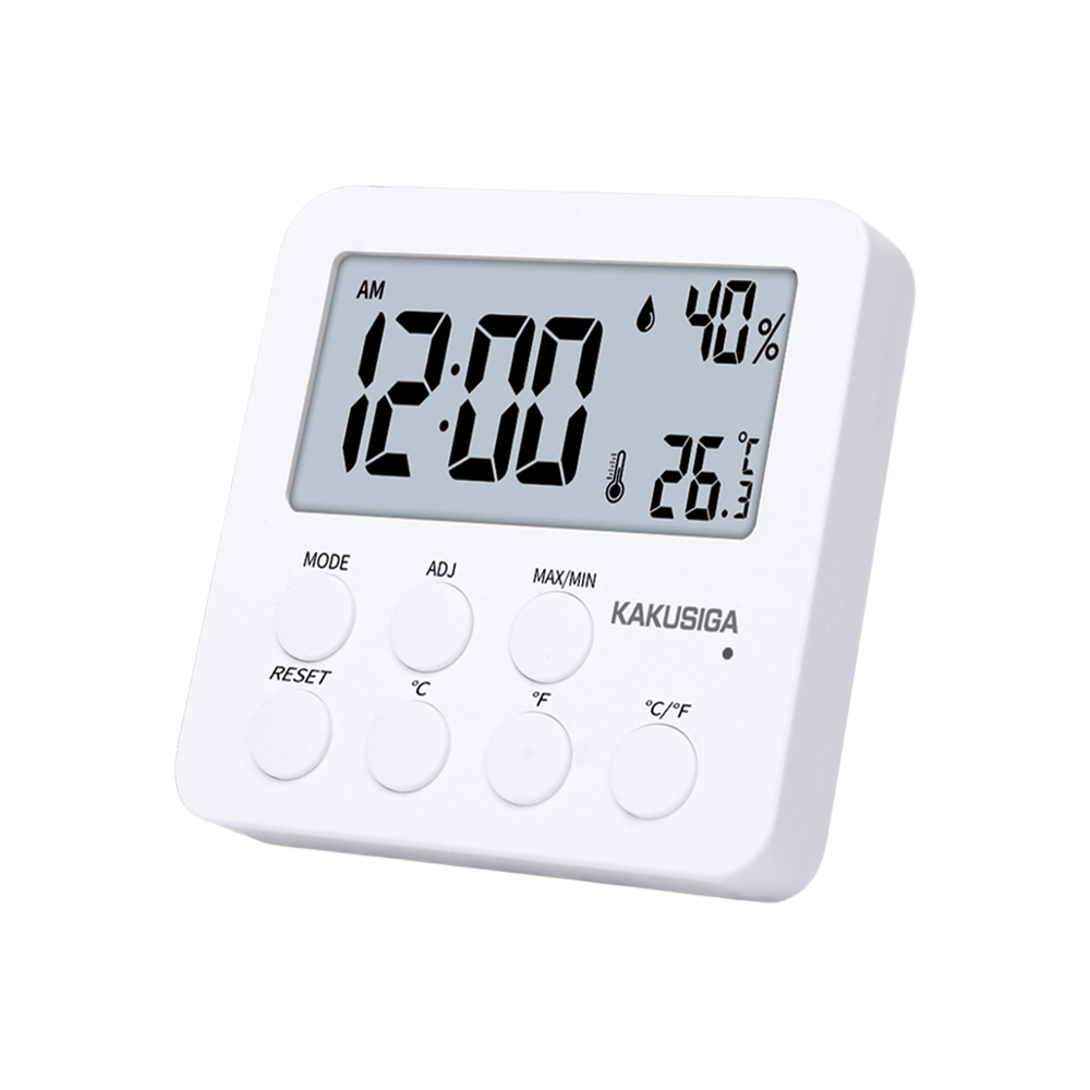 KAKU 3-in-1 Indoor Digital Clock & Hygrometer, White