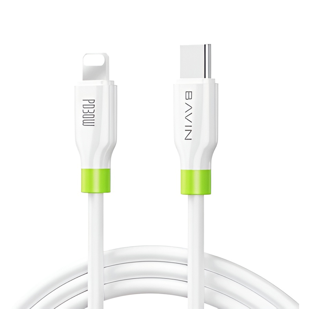 BAVIN Charging & Data Cable Type-C to Lightning, Silicone, 1m, 60W, White