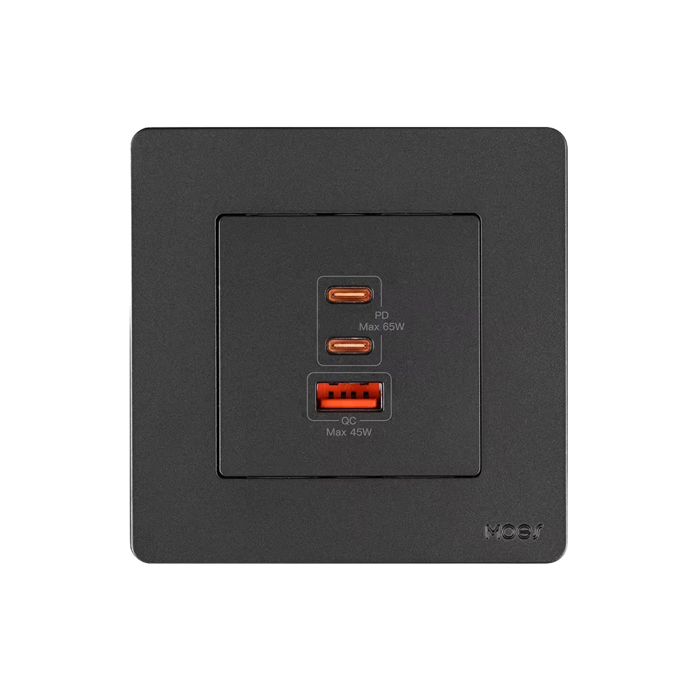 Moes Star Ring Socket 65W GAN 3 Ports (2*Type C+1*USB-A), Grey