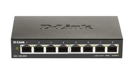  8-port 10/100/1000 Base-T EasySmart Managed, D-Link DGS-1100-08V2/A1A, Metal