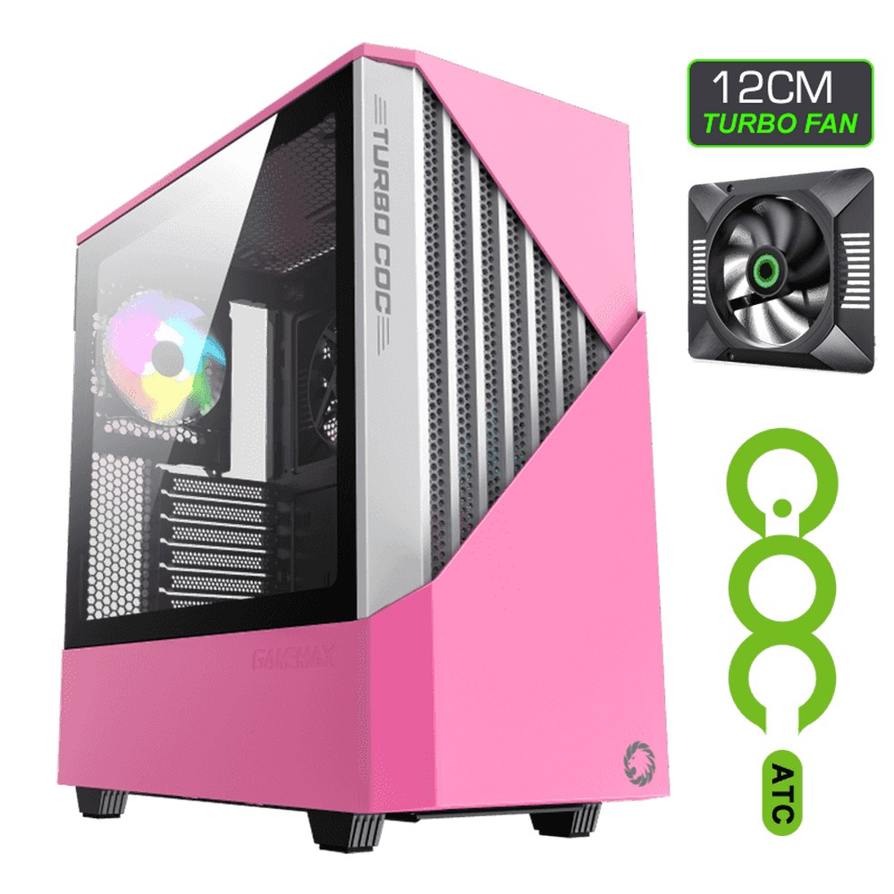 Case ATX GAMEMAX Contac COC, w/o PSU, 0.8mm, 1x120 & 1x140mm ARGB fans, ARGB+PWM Hub, Front Mesh, TG