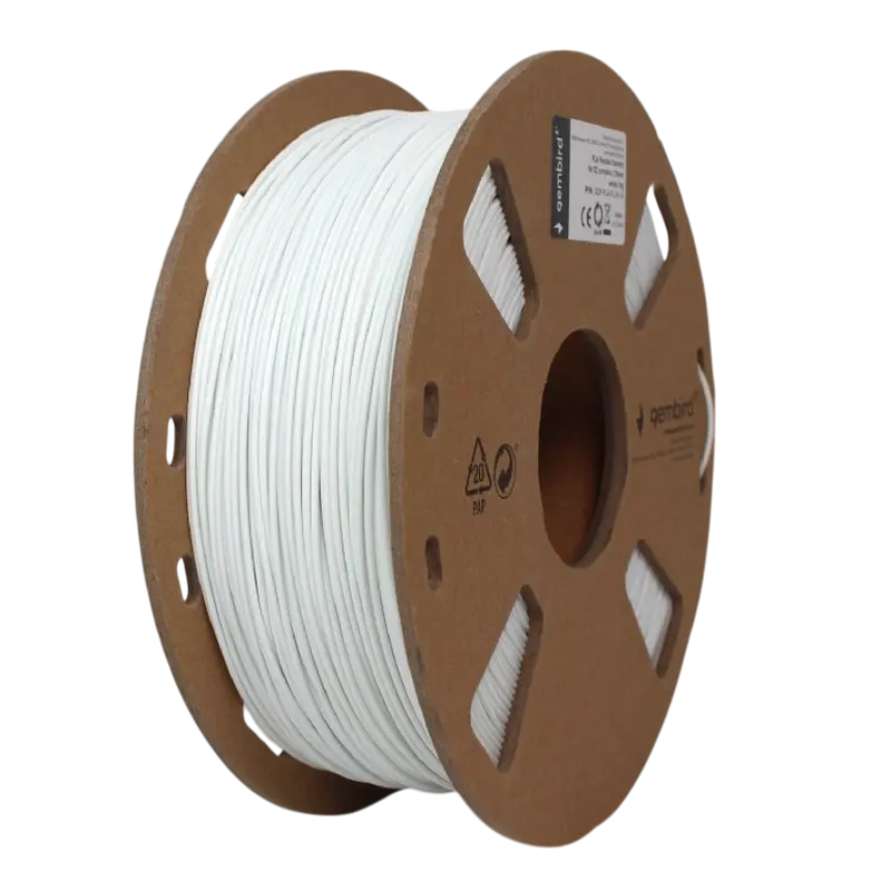 Нить для 3D-принтера Gembird 3DP-PLA-FL-01-W, PLA, Белый, 1.75 мм, 1кг