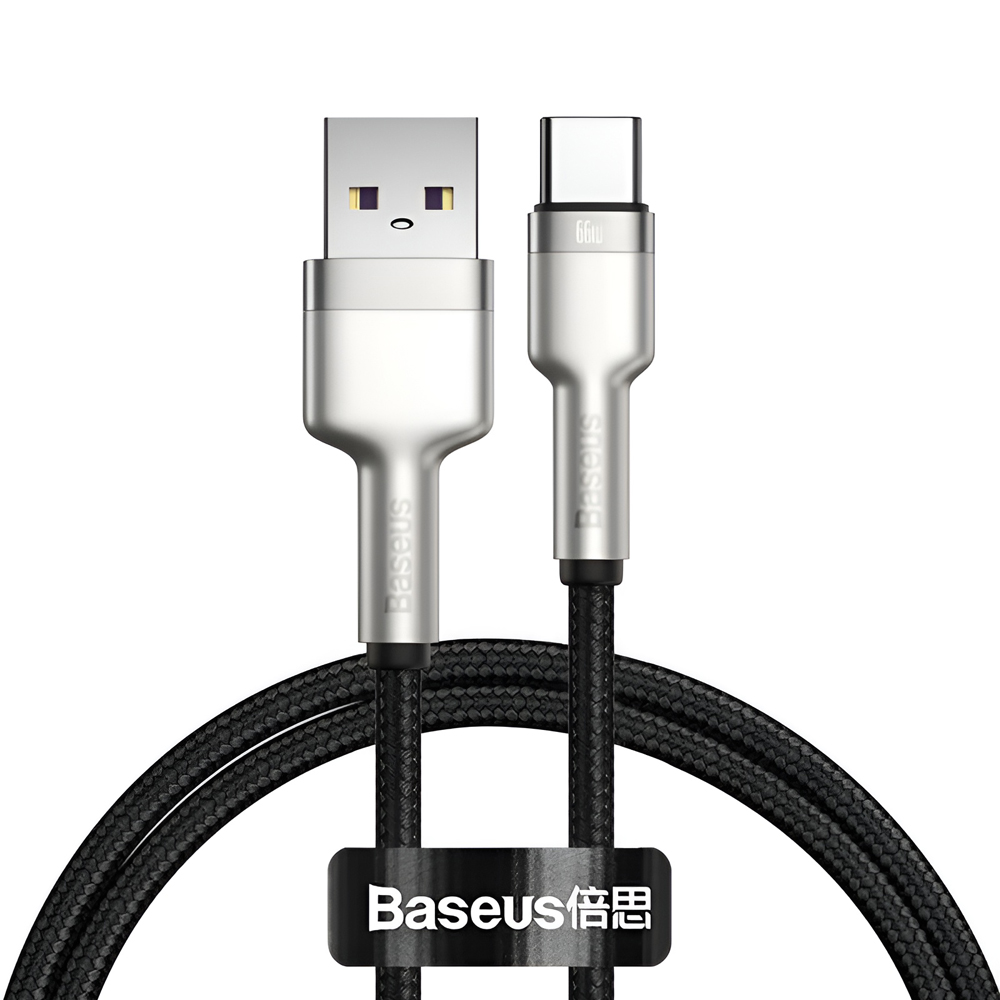 Baseus Cable USB-A to Type-C 66W, 3A, 1m, Metal, Cafule Series, Black