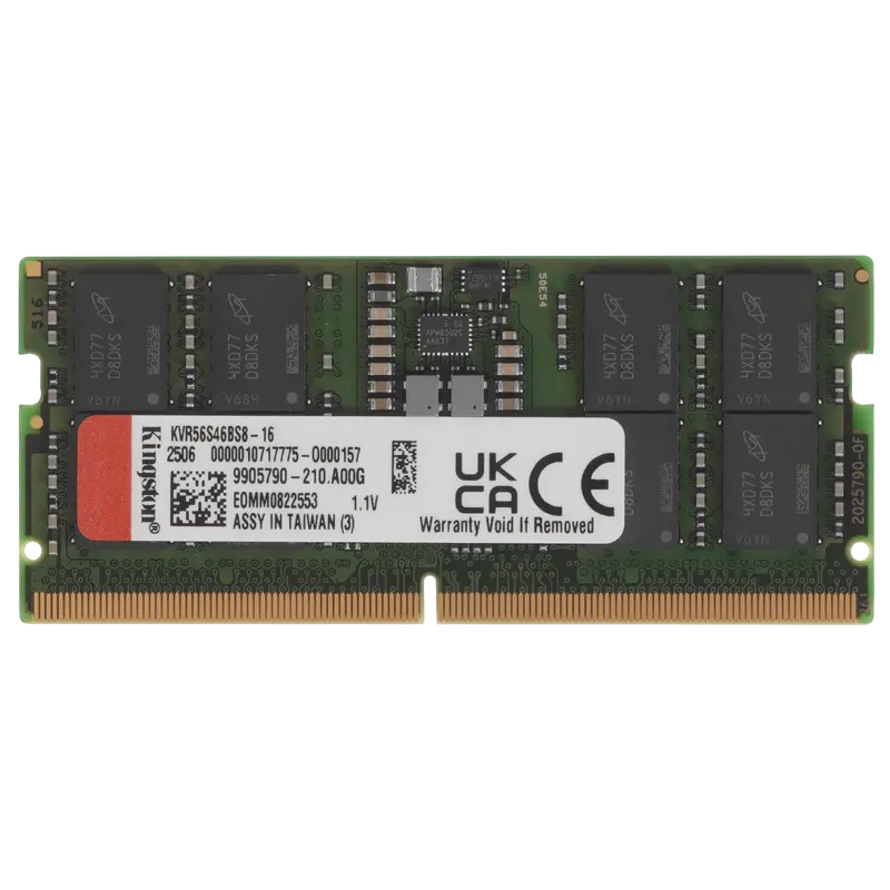 Оперативная память Kingston ValueRAM, DDR4 SDRAM, 5600 МГц, 16 ГБ, KVR56S46BS8-16,процессоры ,оперативная память, ssd, M2, hdd, кейсы