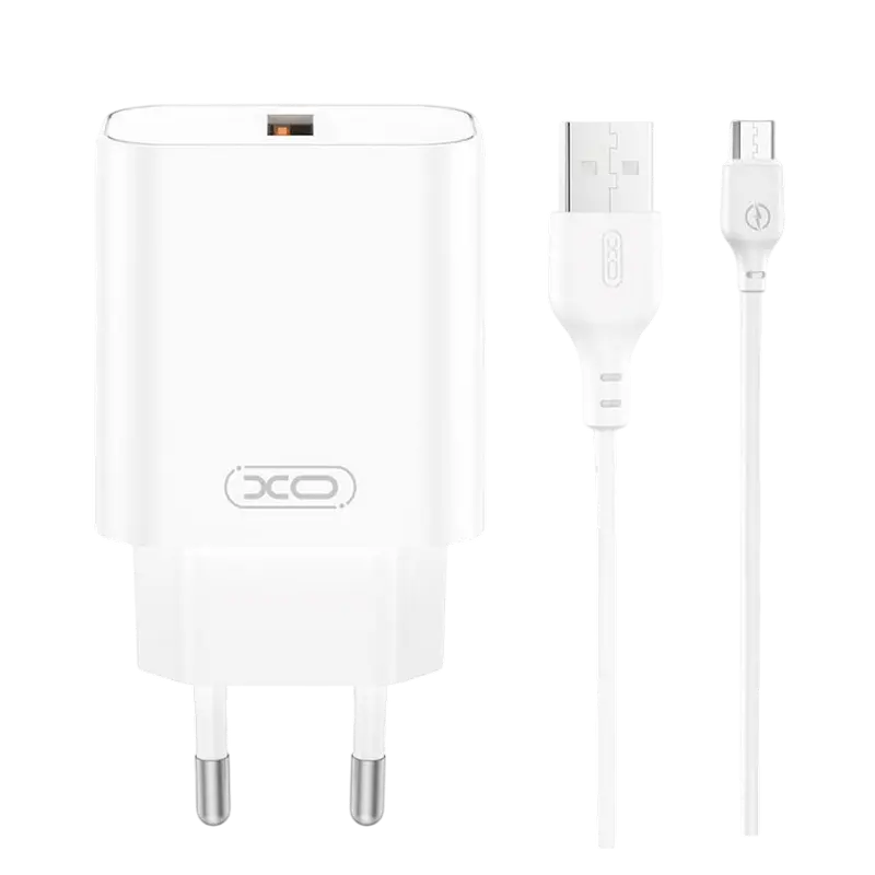 Зарядное устройство XO CE33 + MicroUSB, 18Вт, Белый