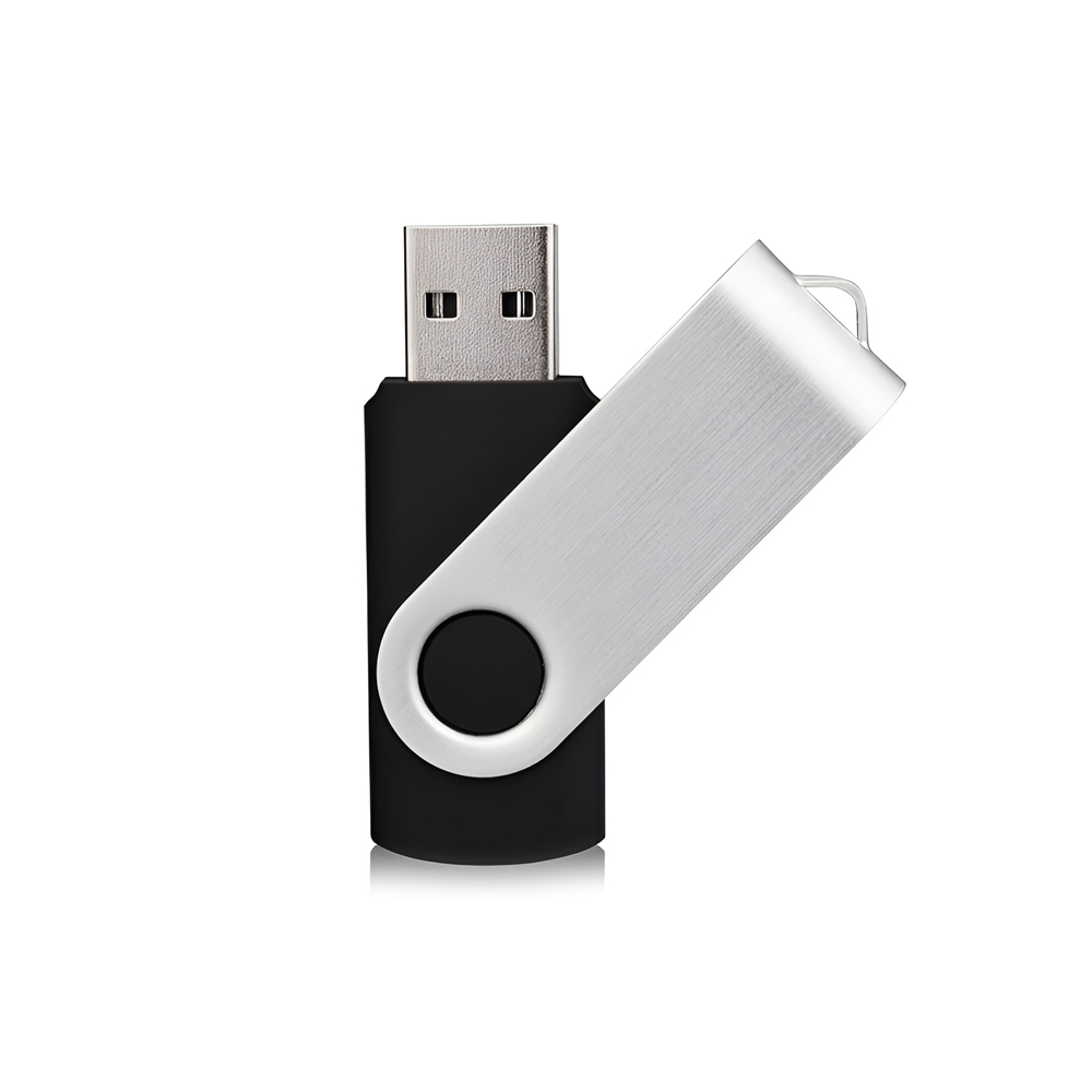 USB Drive 2.0 Unprinted Swivel 128 GB, Black/Silver