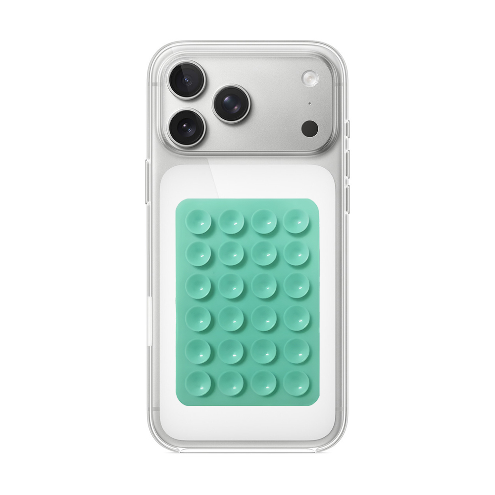 WOO Silicone Suction Cup Phone Mount Pad, 3M Adhesive, 24-Piece Backing, Mint Green