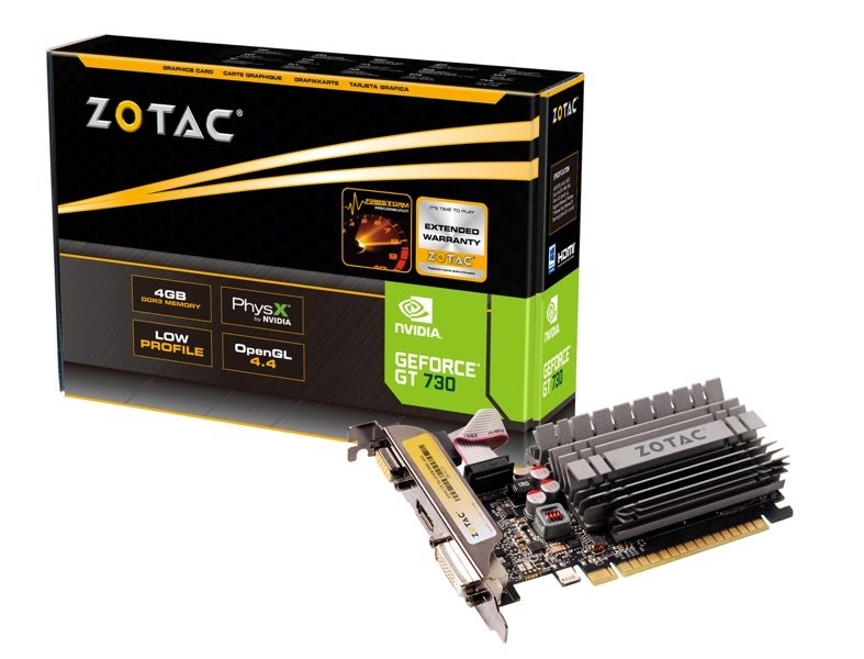 ZOTAC GeForce GT730 Zone Edition 2GB DDR3, 64bit, 902/1600Mhz, Low Profile, HDCP, DVI, HDMI,процессоры ,оперативная память, ssd, M2, hdd, кейсы