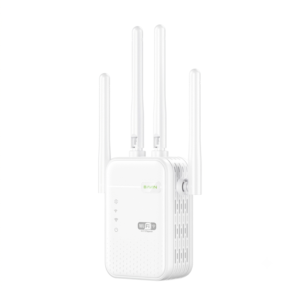 BAVIN Wi-Fi Signal Booster 300Mbps, Single Band (2.4G), 4 External Antennas, Wired/Wireless Connection, White