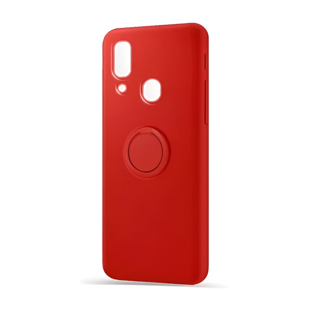 Helmet Case with Ring Liquid Silicone Samsung A20, Red