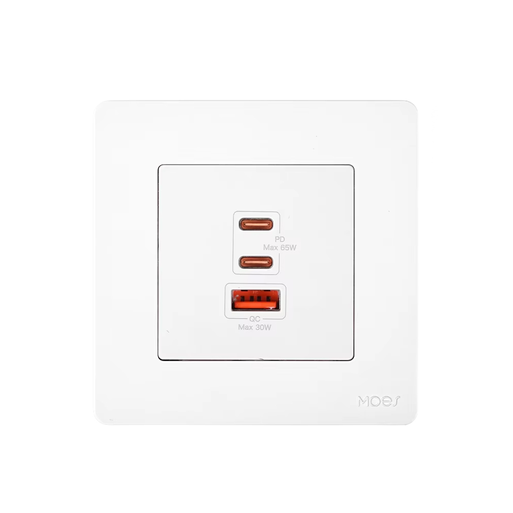 Moes Star Ring Socket 65W GAN 3 Ports (2*Type C+1*USB-A), White