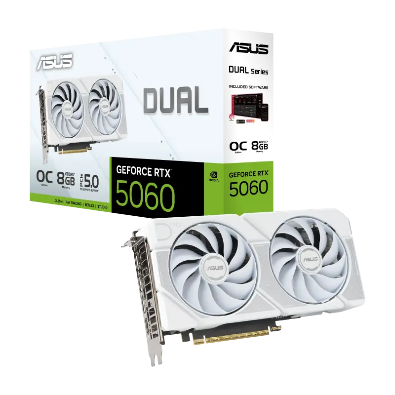 Видеокарта ASUS DUAL-RTX5060-O8G-WHITE, 8GB GDDR7 128бит