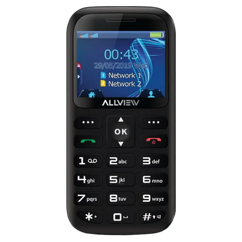 Мобильный телефон Allview D2 Senior, 0,03GB/32 МБ, Чёрный, iphone, xiaomi, samsung, oppo, чехол, стекло