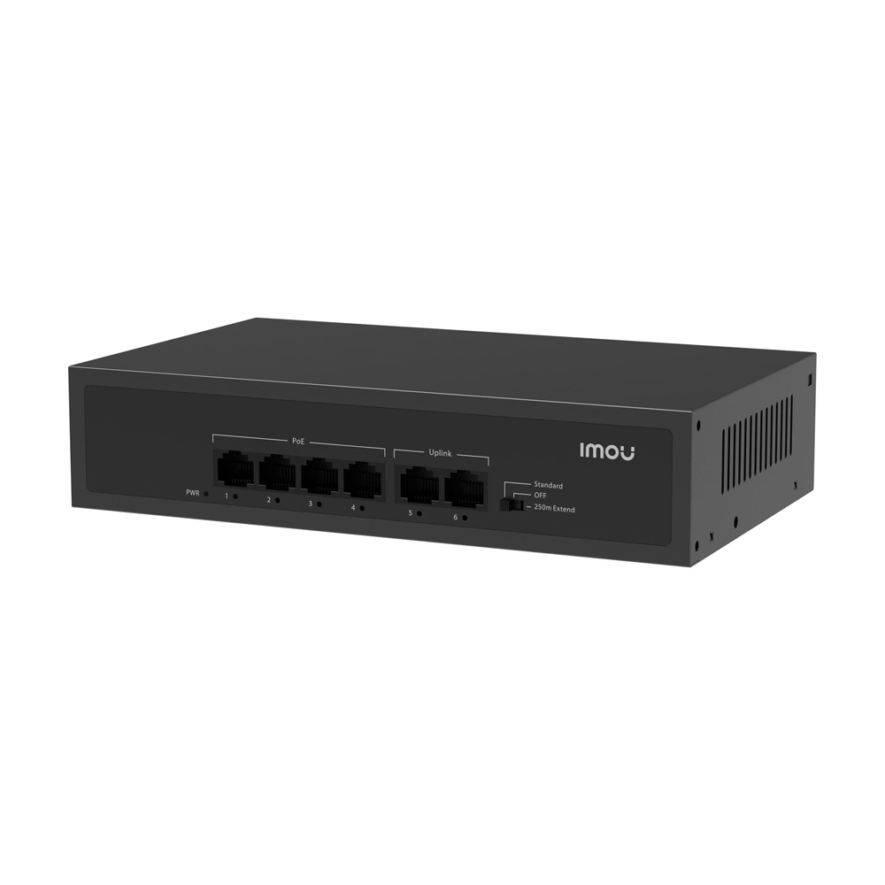 imou Switch 4 Ports PoE& 2 Ports Uplink 45W 250m SF106P, Black
