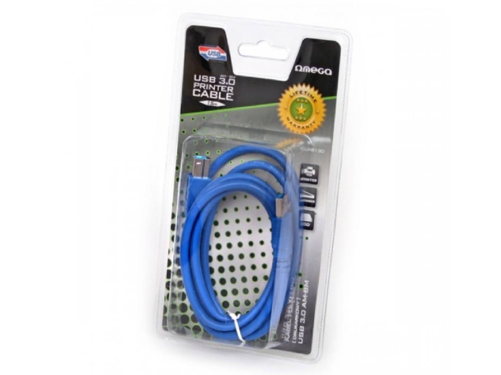 Cable USB 3.0, AM -  BM  1.5 m  OMEGA, Blue,usb ,micro ,iphone, 3.5, tupe-c, тюльпаны