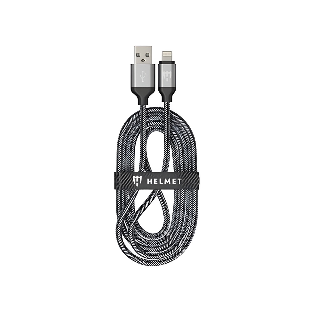 Helmet Cable USB to Lightning Nylon 2m, White/Black
