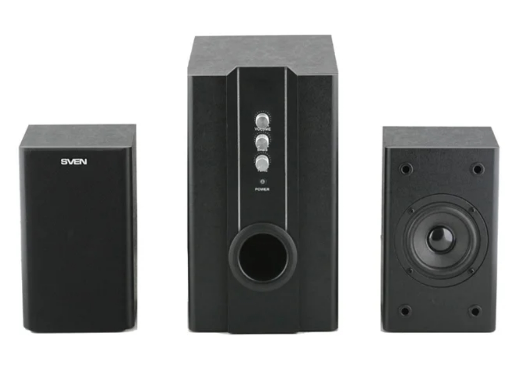 SVEN SPS-820 Black, 2.1 / 18W + 2x10W RMS, all wooden