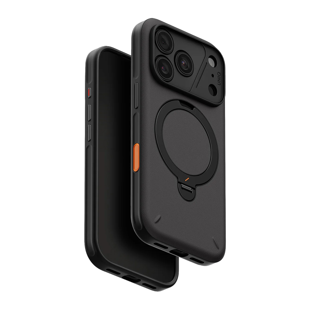 Uniq Case for iPhone 18 Pro Max 6.9 Hybrid Elix With 360 Rotating KickStand, Charcoal Grey