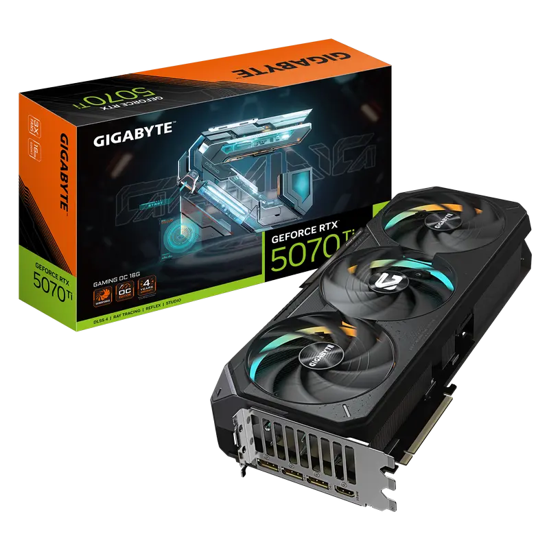 Видеокарта Gigabyte GeForce RTX 5070 Ti Gaming OC, 16GB GDDR7 256бит (GV-N507TGAMING ОС-16GD),процессоры ,оперативная память, ssd, M2, hdd, кейсы