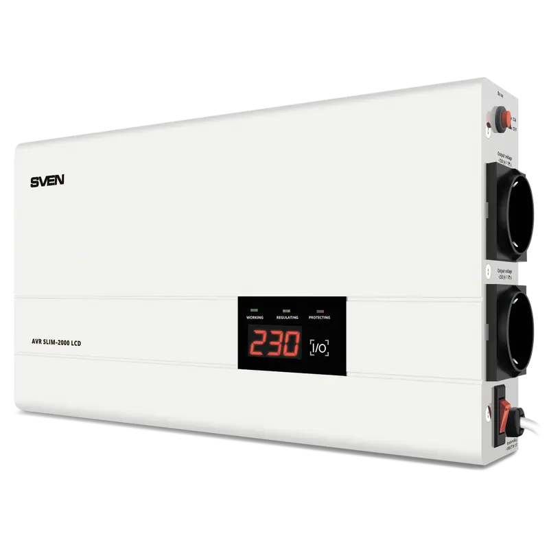 Стабилизатор напряжения SVEN SLIM AVR-2000 LCD, 2000VA, удлинители, ups, стабилизаторы