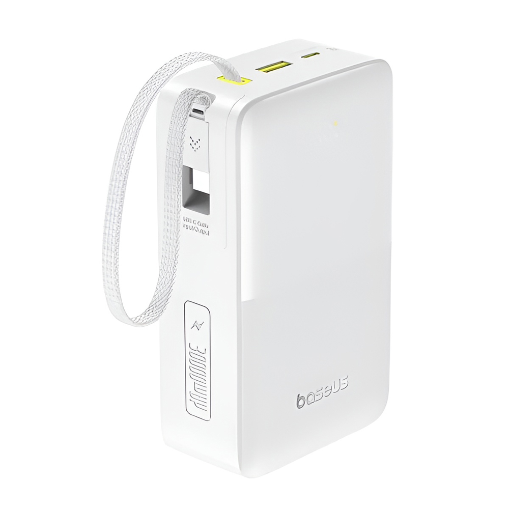 Baseus Power Bank 30000mAh 22,5W with Cable Type-C 0.3m, EnerFill FC51 Bipow 2 Pro Digital Display,  Moon White