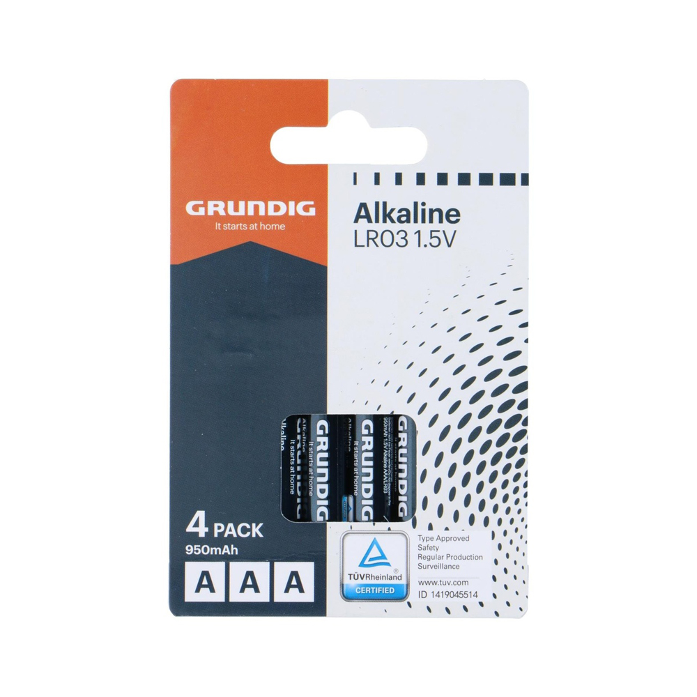 GRUNDIG Battery Alkaline AAA/LR03 950mAh 4pcs Pack Shrink