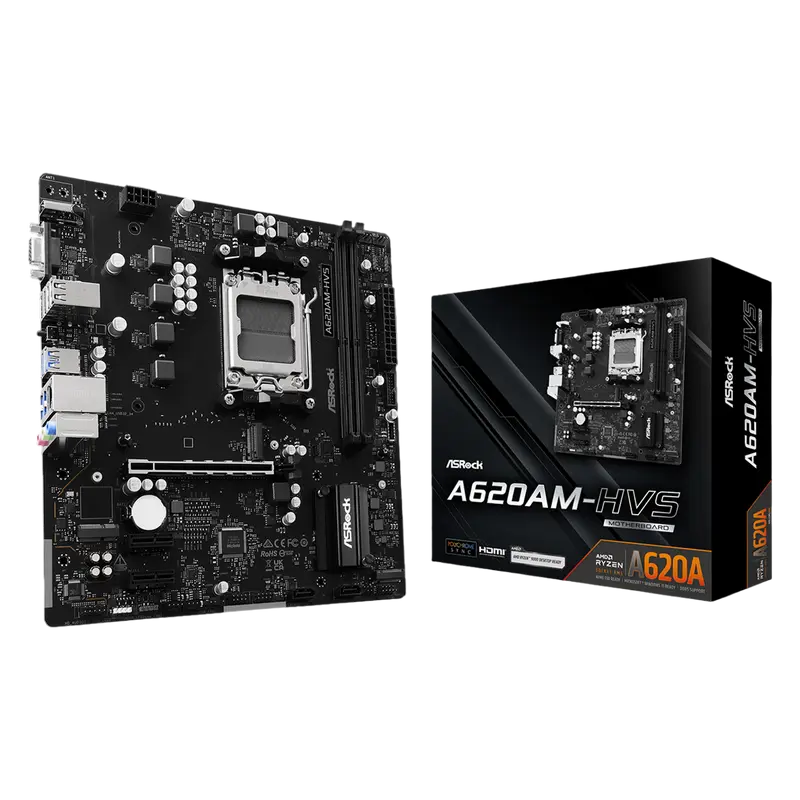 Материнская плата ASRock A620AM-HVS, AM5, AMD A620A, Micro-ATX