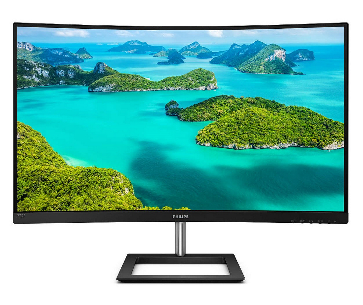 32" PHILIPS 325E1C, Black,Curved-VA, 2560x1440, 75Hz, AdaptiveSync,4ms,250cd,MegaDCR,D-Sub+HDMI+DP