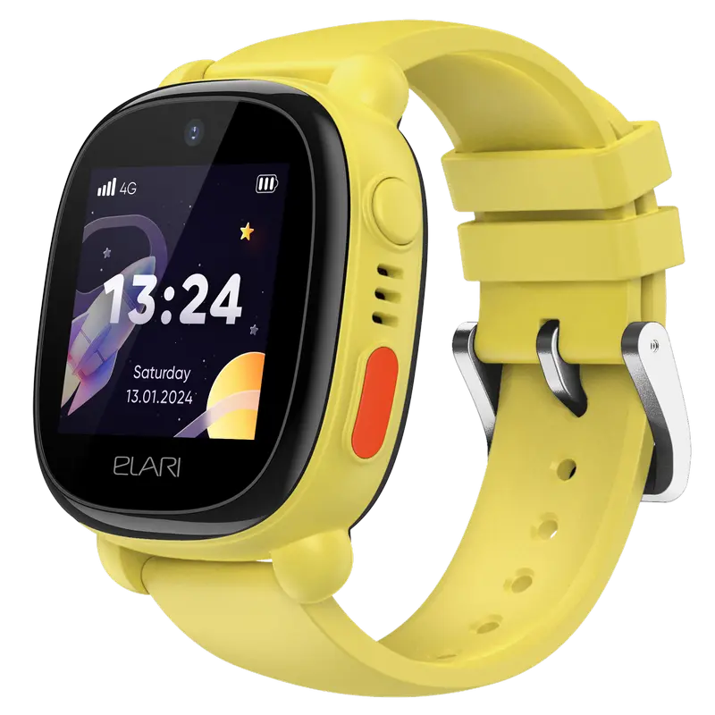 Детские часы Elari KidPhone 4G Lite, Жёлтый, iphone, xiaomi, samsung, oppo, чехол, стекло
