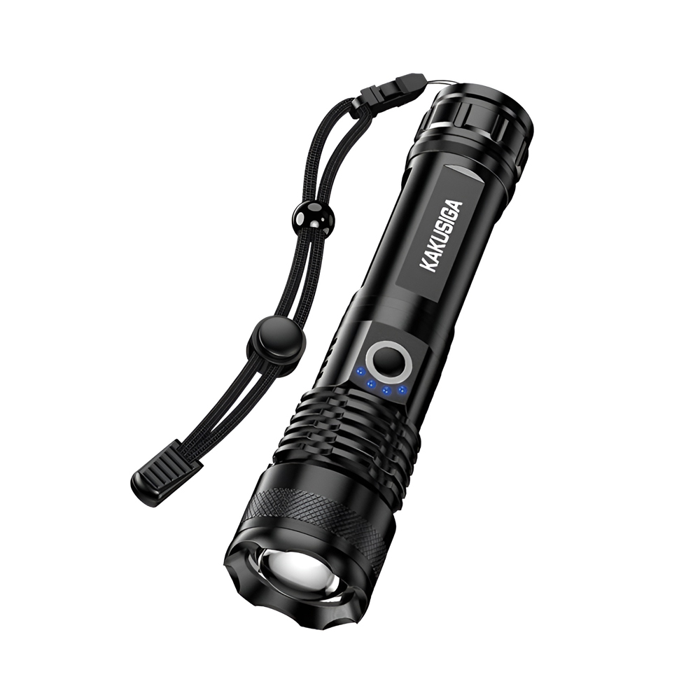 KAKU KSC-1558 Outdoor Telescopic Zoom LED High-Brightness Flashlight, Black