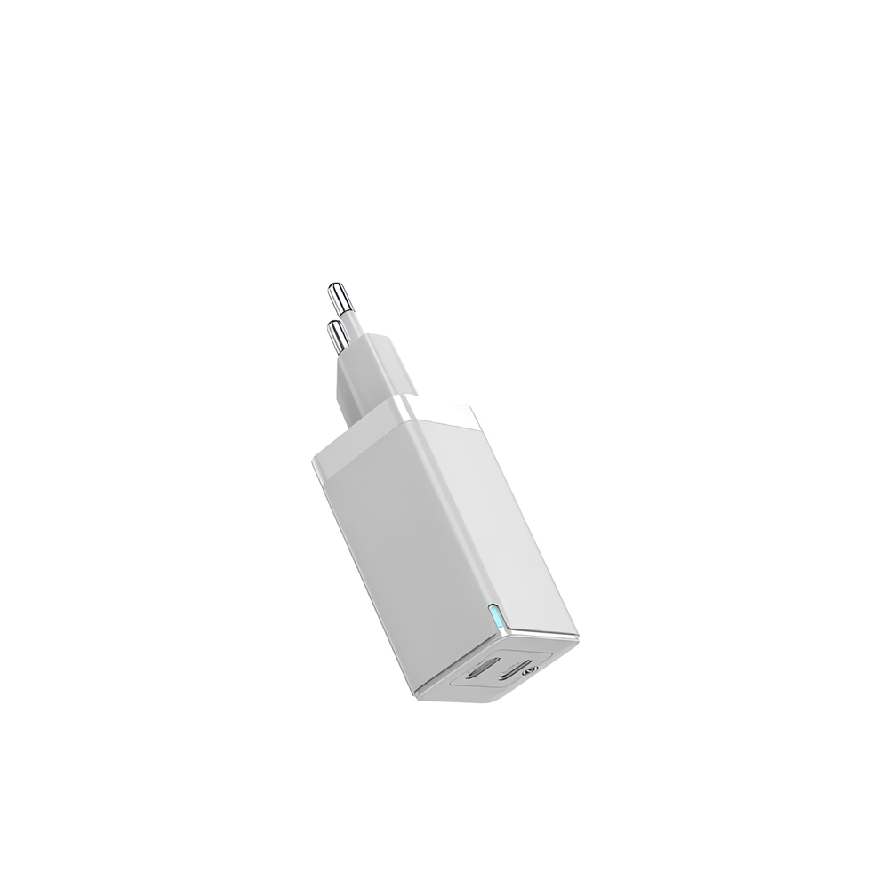 Helmet Wall Charger GaN 1*USB-A+2*Type-C 65W 6A, White