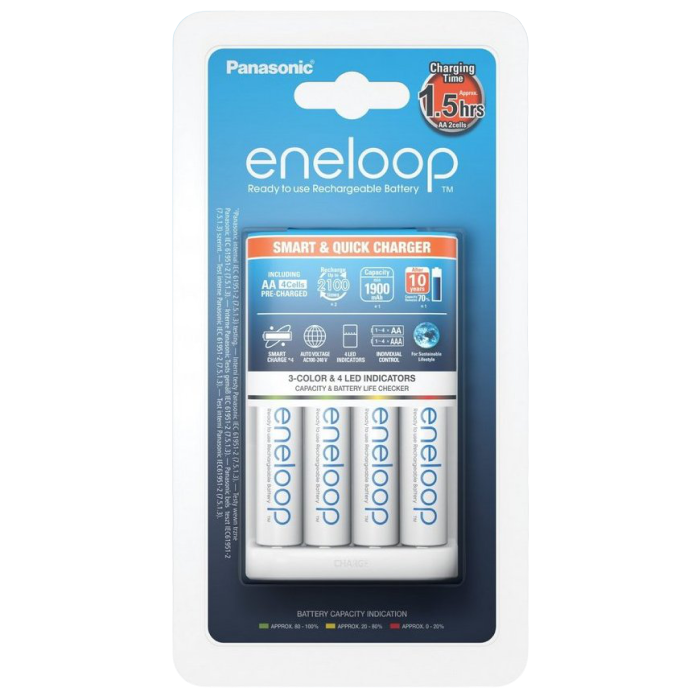 Panasonic  "Smart-Quick" Charger 4-pos AA/AAA + 4AA 1900mAh, K-KJ16MCC40E, K-KJ55MCC40E