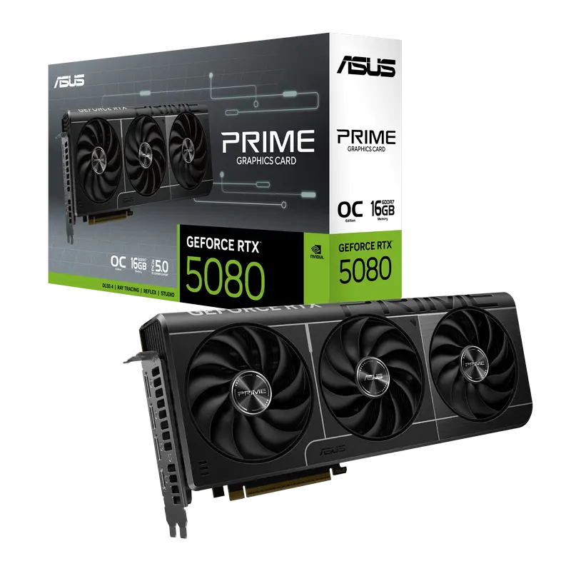 Видеокарта ASUS Prime OC RTX5080, 16 ГБ GDDR7 256бит,процессоры ,оперативная память, ssd, M2, hdd, кейсы